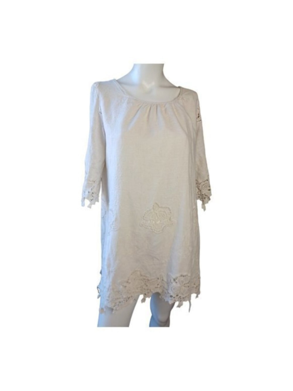 Linen‎ and lace lined cotton summer dress M